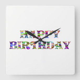 Relógio Quadrado Feliz aniversário