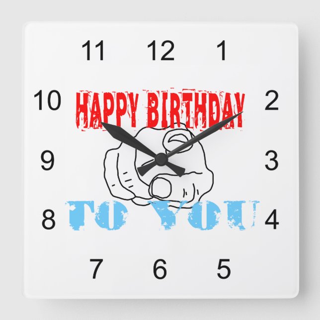 Relógio Quadrado Feliz Aniversário Para Você (Frente)