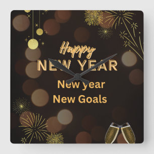 Relógio Quadrado Feliz ano novo design de almofada para lançamento.