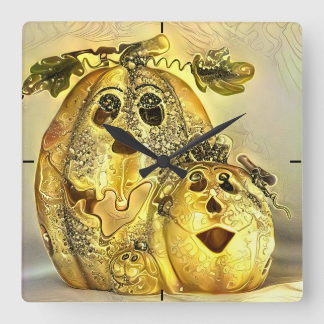 Relógio Quadrado Feliz Dia das Bruxas (Frente)