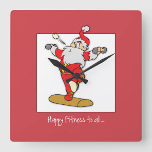 Relógio Quadrado Feliz exercício de Malhação Natal com Papais noeis