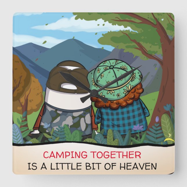 Relógio Quadrado Feliz Modelo do Camper Life Cote Montanha Vista (Frente)