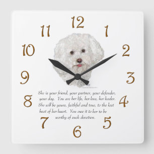 Relógio Quadrado FÊMEA da lembrança de Bichon Frise