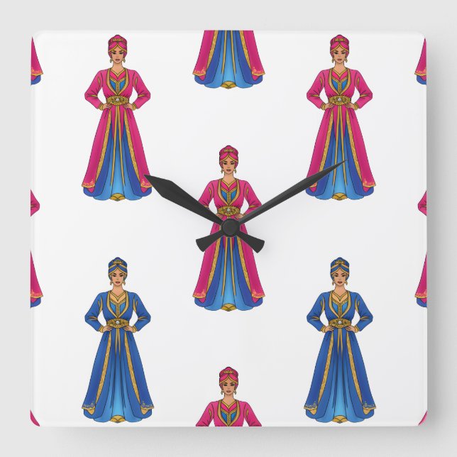 Relógio Quadrado Femme marocaine en Motif vestimentaire traditionne (Frente)