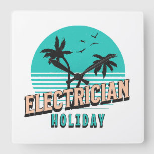 Relógio Quadrado Feriado de Eletricista