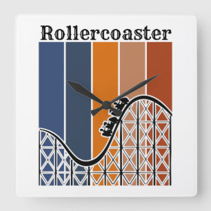 Relógio Quadrado Férias de Verão ao longo do Rollercoaster Retro