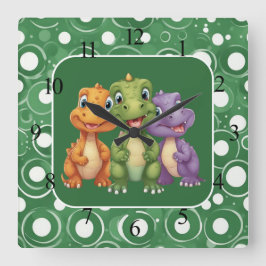 Relógio Quadrado Festa Adorável do Dinossauro do Bebê