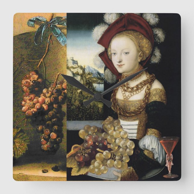 RELÓGIO QUADRADO FESTA DE PROVANDO DE VINHOS ANTICOS DE UVAS (Frente)