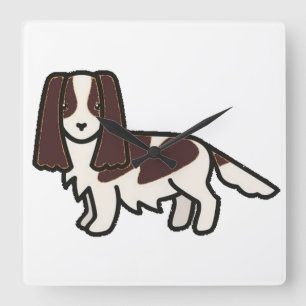 Relógio Quadrado fígado espaniel inglês e desenho animado branco