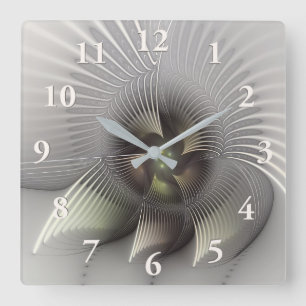Relógio Quadrado Figura Marcante, Arte Fractal Abstrata Moderna