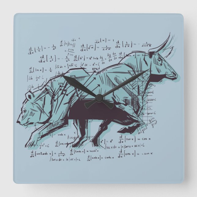 Relógio Quadrado Finanças na Análise do Mercado de Ações (Frente)