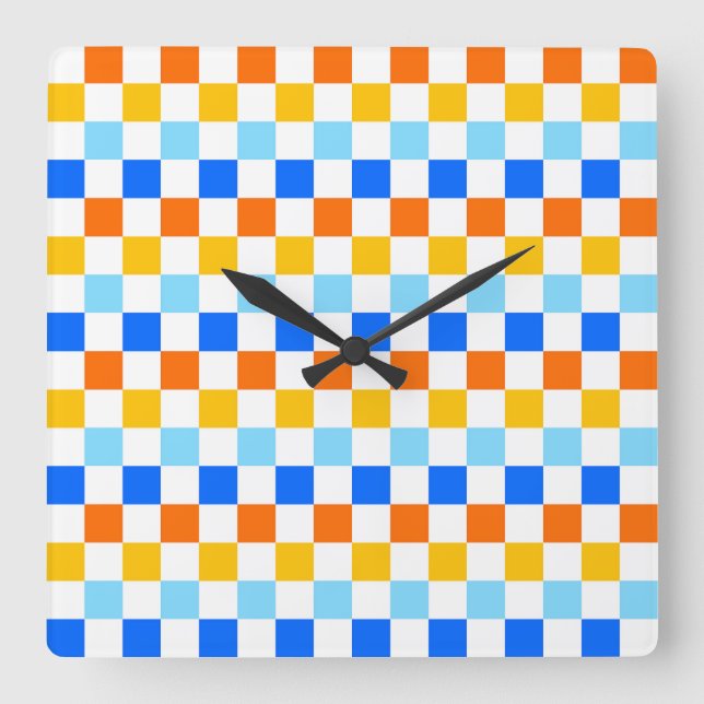 Relógio Quadrado Fire and ice checkerboard pattern (Frente)