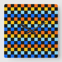 Relógio Quadrado Fire and ice checkerboard pattern
