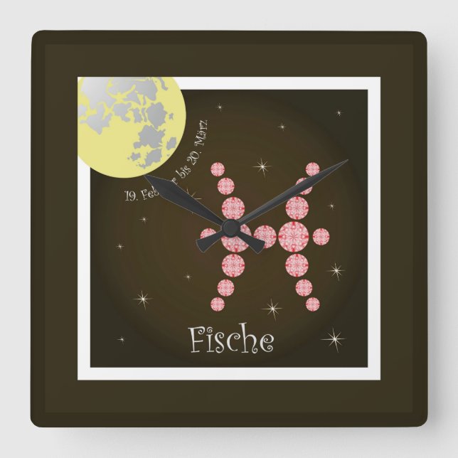 Relógio Quadrado Fische 19. fevereiro bis 20. März Uhr (Frente)