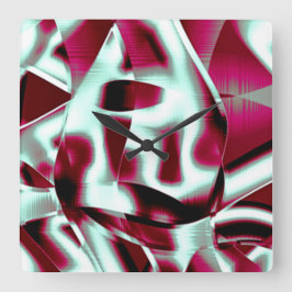 Relógio Quadrado Fita curvada sobreposta em vinho a cromado