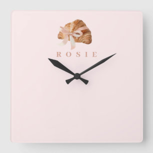 Relógio Quadrado Fita Rosa Coquette Personalizada