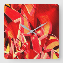 Relógio Quadrado Fita vermelha cratada que simula o movimento