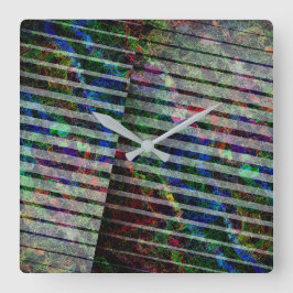 Relógio Quadrado Fitas estranhas e arranhões coloridos, com recorte