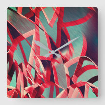 Fitas vermelhas curvas sobre cinzas azuladas, perf