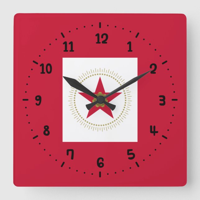 Relógio Quadrado Flag of Birmingham, Alabama Square Wall Clock (Frente)