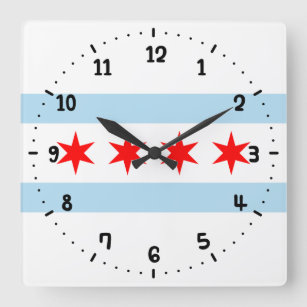 Relógio Quadrado Flag of Chicago, Illinois