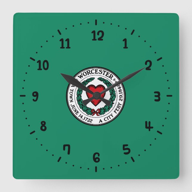 Relógio Quadrado Flag of Worcester, Massachusetts Square Wall Clock (Frente)