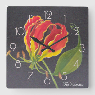 Relógio Quadrado Flame Lily