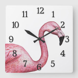 Relógio Quadrado Flamingo