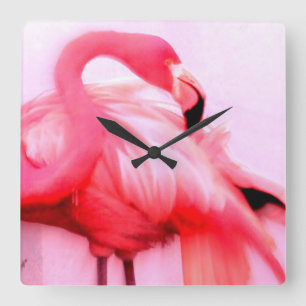 Relógio Quadrado Flamingo cor-de-rosa