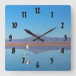 Relógio Quadrado Flamingo Espelhado