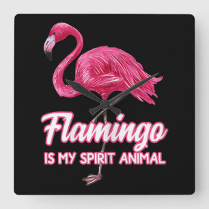 Relógio Quadrado Flamingo Flamingo Spirit Animal Tropical Bird