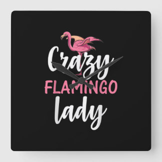 Relógio Quadrado Flamingo - Presentes de Lady Flamingo Loucos