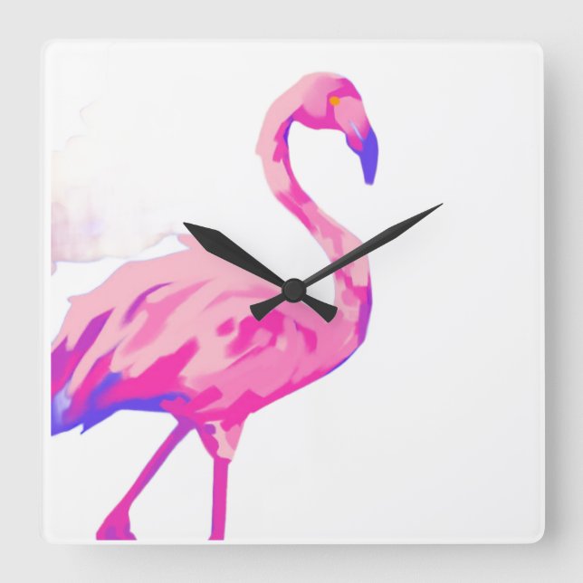 Relógio Quadrado Flamingo Square Clock (Frente)