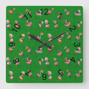 Relógio Quadrado Flamingos