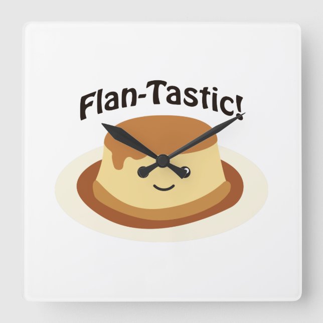 Relógio Quadrado Flantástico! Flan bonito (Frente)