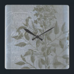 Relógio Quadrado Fleur de Bleu I<br><div class="desc">Floral</div>