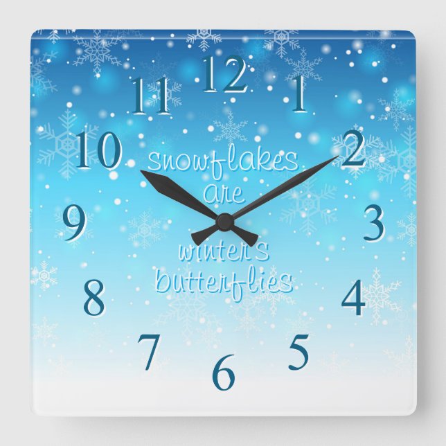 Relógio Quadrado Flocos de neve (Frente)