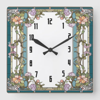 Relógio Quadrado Flor Art Déco