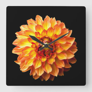 Relógio Quadrado Flor de Dahlia