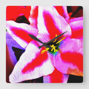 Relógio Quadrado Flor do hibiscus
