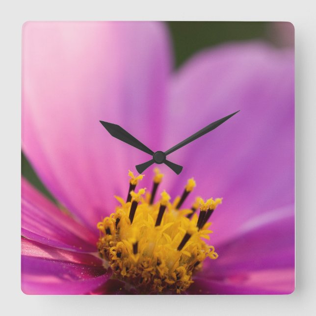 Relógio Quadrado Flor Fechar (Frente)