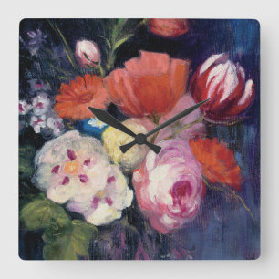 Relógio Quadrado Flor fresca do primavera do corte