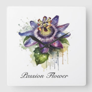 Relógio Quadrado Flor Passivo Púrpura