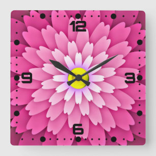 Relógio Quadrado Flor rosa-64655