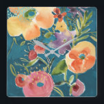 Relógio Quadrado Florais Abundantes I<br><div class="desc">Abundante Florals I de Chariklia Zarris. Feitas em um estilo semelhante a aquarela,  essas flores foram criadas em formas e cores variadas. | 144503FN</div>