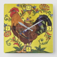 Floral de Azulejo de Galinha Amarela Vermelha