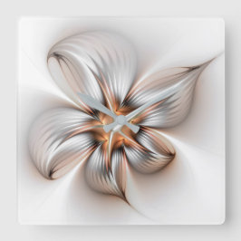 Relógio Quadrado Floral Elegance Modern Abstract Fractal Art