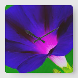 Relógio Quadrado Floral Roxo-Rosa Ardente
