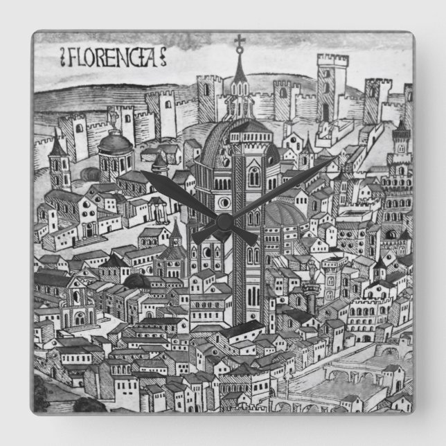 Relógio Quadrado Florencia Bianco e Nero 1493 (Frente)