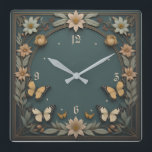 Relógio Quadrado Flores Art Deco<br><div class="desc">design de relógio do excelente. Você vai adorar como os outros. Esteja livre para usar este design para outro produto que você quiser ou para personalizar e adicionar seu texto. Siga-me para mais. Obrigado. Tenha um bom dia.</div>